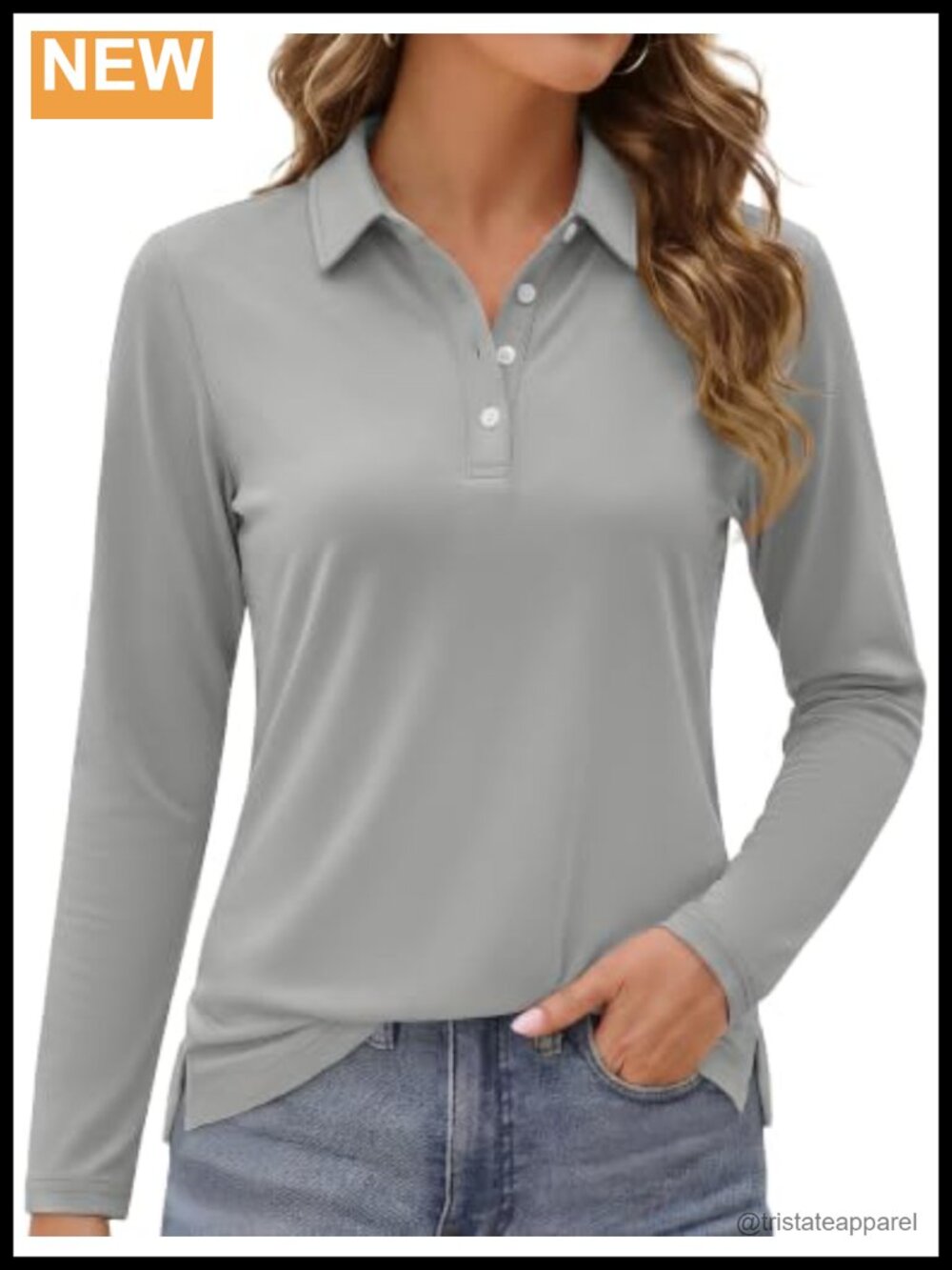 Women's Long Sleeve Polo Shirt Golf Top UPF 50 Quick Dry Athletic